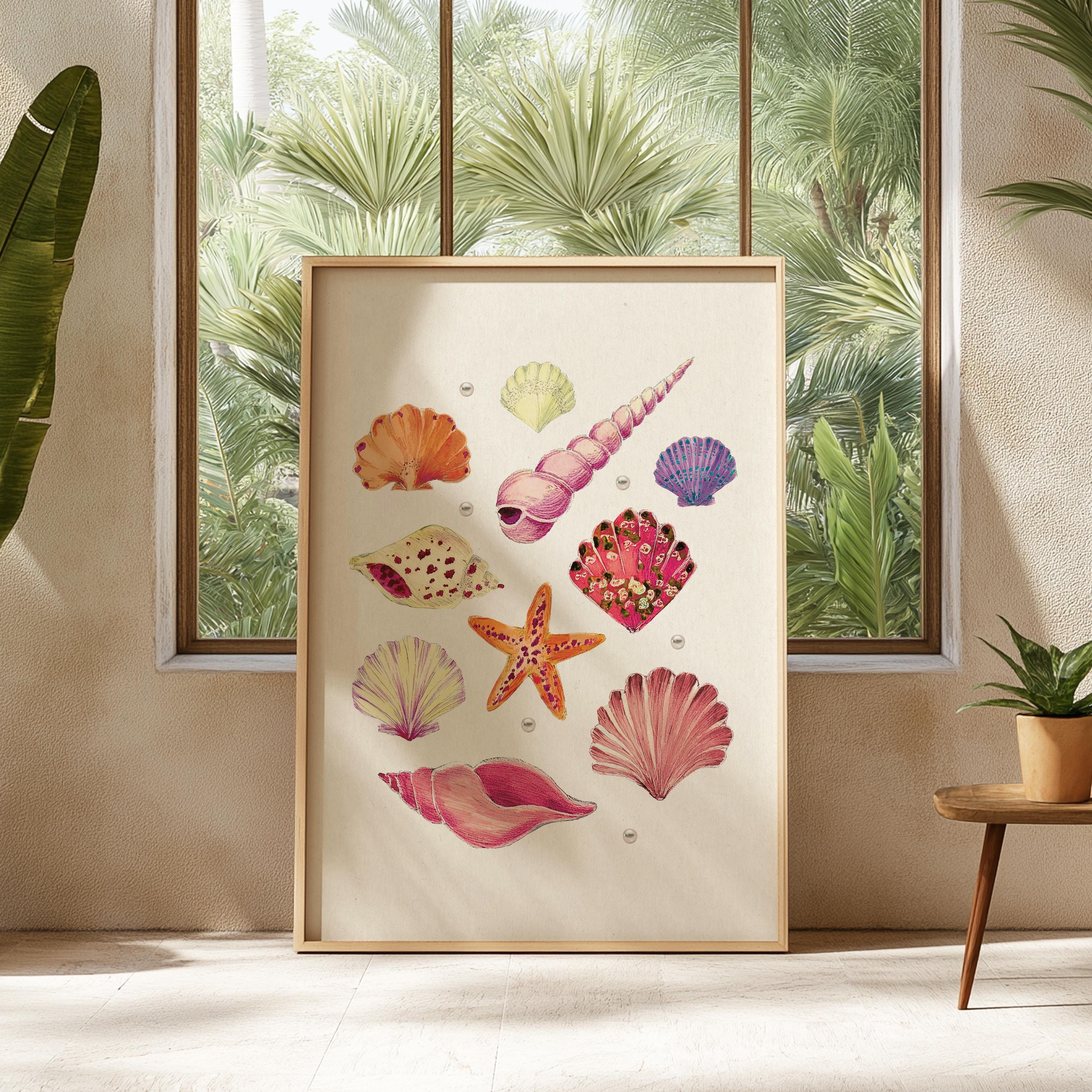 Seashell Art Print Pastel Coastal Beach House Decor Instant Download - Etsy