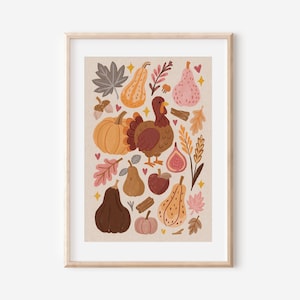 Thanksgiving Turkey Print: Farmhouse Autumn Harvest Kitchen Decor (Digital Download)