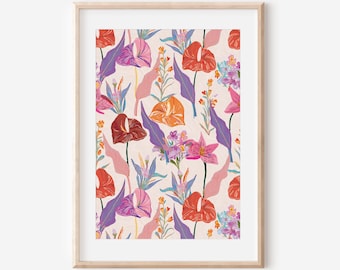 Anthurium Floral Print Tropical Botanical Wall Art Digital Download Printable Room Decor