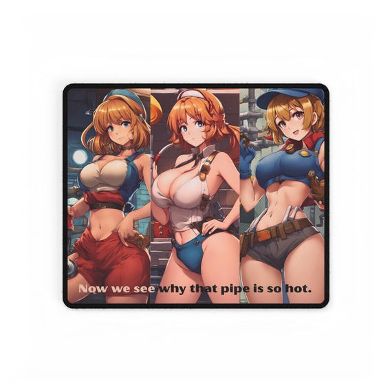 Medium to Large girl mouse pad Hot Girl mechanics mousepad Anime-Inspired Desk Mat - office remote workplace   guy gift