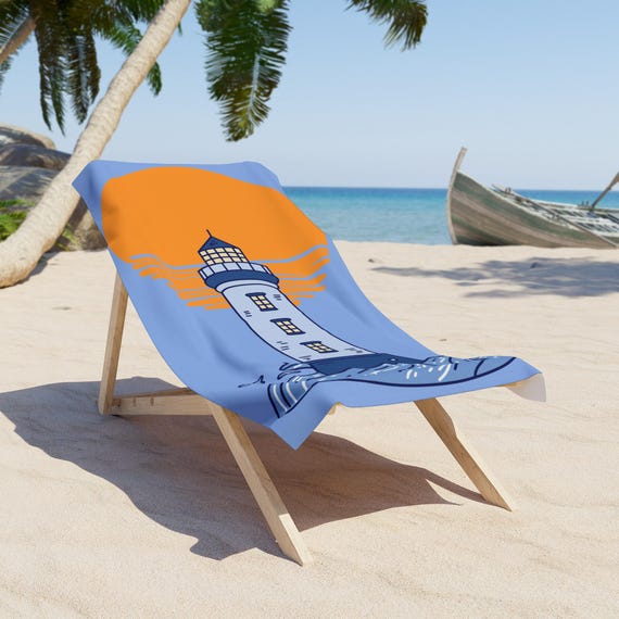 Coastal Lighthouse Beach Towel, Summertime Fun, Ocean Vibes, Gift for Beach Lovers, Perfect for Pool Parties, Vacation Essential