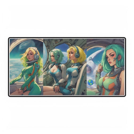 large mouse pad Alien space girls mousepad spaceship mouse pad outer space girls desk mat guy gift laptop accessories
