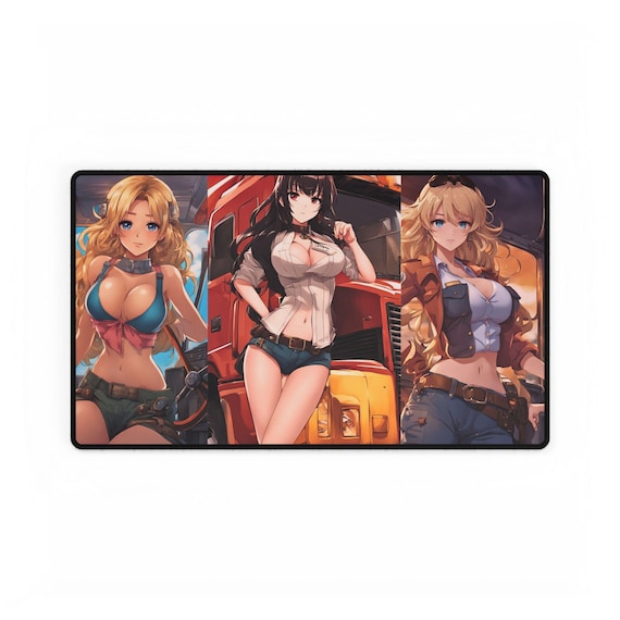 Large mousepad truck driver girl trucker mouse pad truck stop delivery service company girls driving trucks gift for truck driver laptop mat