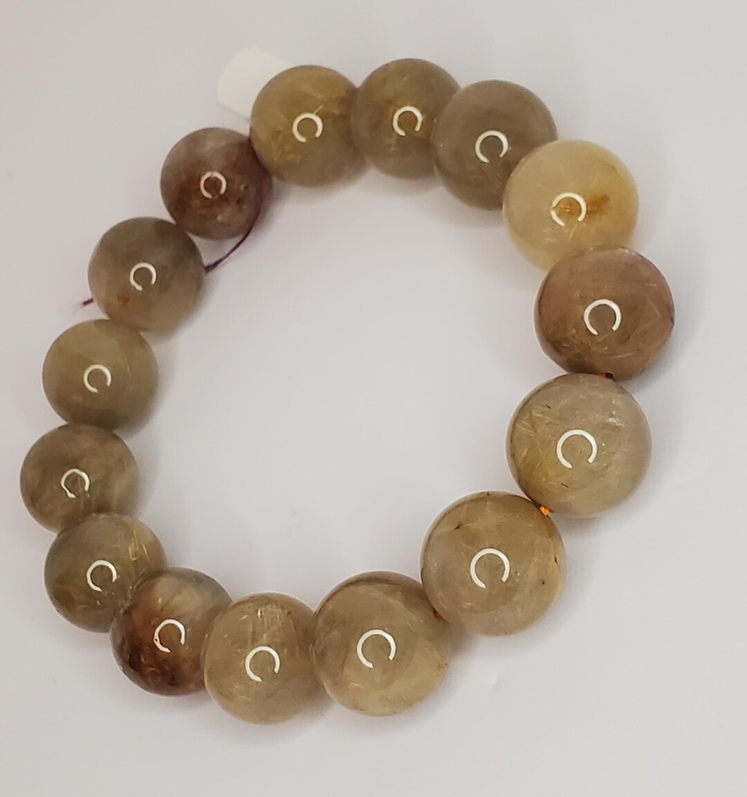 Deep Bronze-gold Rutilated Quartz Bracelet 74g 15mm 8inches. Natural ...