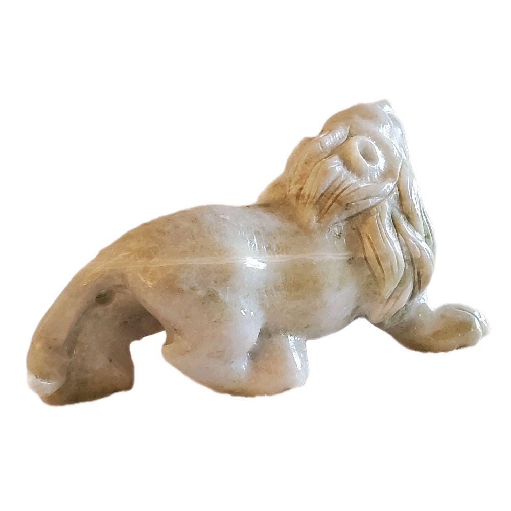 翡翠の獅子像 • 藍田翡翠彫刻 • 中国の守護獅子彫刻 • 手彫りの石像
