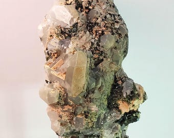 Quartz with Epidote Specimen Green Fluorite Chlorite and Calcite UV Reactive 461 g 5 x 3 x 2.5 in