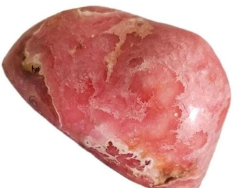 Gemmy Pink Rhodochrosite Amoeba Freeform • Natural Hematite Association • 500 g • 3.5 × 3 × 2.25 in Introductory price