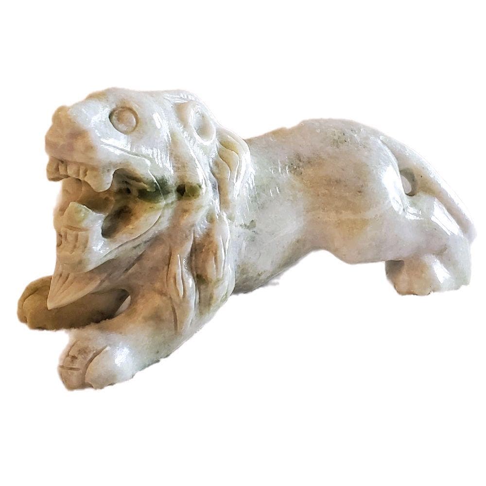 獅子置物 翡翠 しし 獅子 雕刻 玉石 翡翠 置物 インテリア 工芸品 美術品 A1157