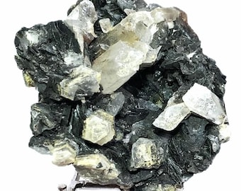Quartz on Bladed Black Barite with Galena & Dolomite • Complex Mineral Cluster • 243 g • 3.25 × 3 × 2 in