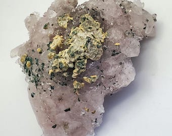 Blush Quartz Cluster with Calcified Growth & Mineral Inclusions • 148 g • 4×3×2 in • Druzy Crystal Formation • Natural Pink-Lavender Quartz