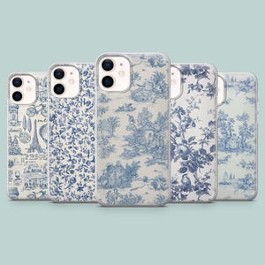 Coque de portable parisienne en toile bleue, housse en tissu pour iPhone 16 15 14 13 12 11 Samsung S25Ultra S24 S23FE A54 A25 A14 Pixel 9 8A 7Pro 6Pro