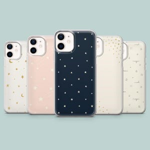 Custodia per telefono con motivo celeste, cover minimalista Boho Star per iPhone 16, 15, 14, 13, 12, 11, Samsung S25Ultra, S24, S23FE, A54, A25, A14, Pixel 9, 8A, 7Pro
