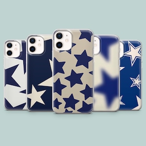 Navy Star Phone Case Aesthetic Blue Star Phone Case für iPhone 16 15 14 13 12 11 Samsung S25Ultra S24 S23FE A54 A25 A14 Pixel 9 8A 7Pro 6Pro