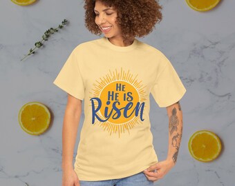Camiseta confortável com estampa religiosa de Páscoa, camiseta unissex com tema cristão, roupa para festas da igreja, camiseta do Domingo de Ressurreição, presente religioso para