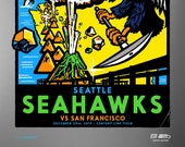 Seattle Seahawks vs San Francisco 2019 Game Day Poster Ltd. Edition Silver Variant by Shawn Wolfe