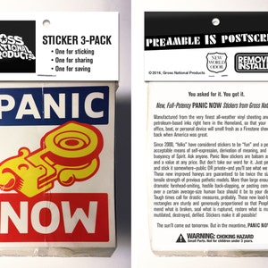 PANIC NOW Jumbo Sticker Set 3 Pack image 1