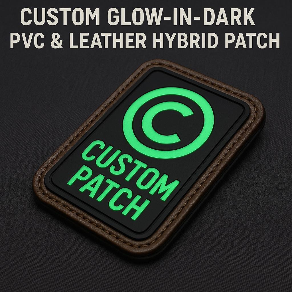 Custom Glow-in-Dark PVC Leather Patch – Velcro, Sew, Iron-On, image size:1024x1024