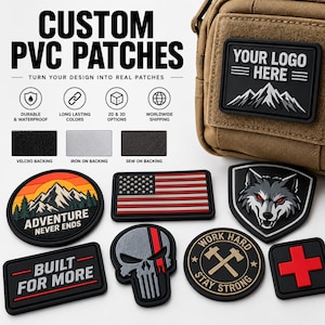 Personalized PVC Rubber Patch Custom Logo Patch 2D 3D Soft PVC Badge Velcro Iron On Sew On Patch for Hats Bags Jackets Uniforms