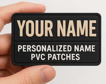 パーソナライズされた名前入りPVCパッチ | カスタムラバーIDパッチ | ベルクロフック＆ループ裏地