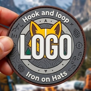 Custom PVC Patch, 3D Rubber Logo Patch, Round Iron On Hat Patch, Outdoor Adventure Emblem, Personalized PVC Badge