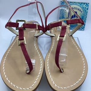 Women&#39;s handcrafted thong sandals MESOLA Handmade Leather Flat Sandals with Gold Detail Elegant Summer Thong Sandals Comfortable, Made in Italy