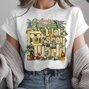 Animal Kingdom Disney Shirt, Jungle Safari Character Tee, Cute Wildlife Cartoon Graphic T-Shirt, Magical Theme Park Vacation Top