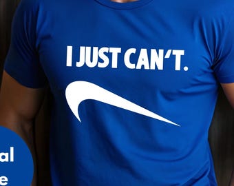 Camiseta &quot;No puedo parodiar&quot;, divertida camiseta sarcástica con Swoosh, camiseta de humor perezoso, camiseta gráfica antimotivación, camiseta de regalo inspirada en memes