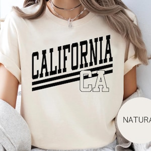 California CA Shirt College Style Graphic Tee Bold Varsity Font T-Shirt West Coast Pride Top Cali State Gift Travel Aesthetic Shirt
