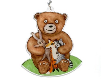 Acrylic Christmas Ornament - Bear and Friends   Illustration