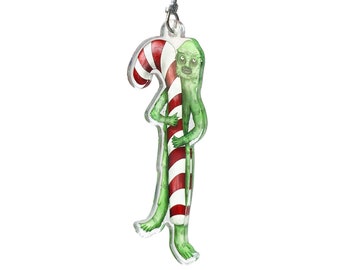 Acrylic Christmas Ornament - Swamp Thing Candy Cane   Illustration