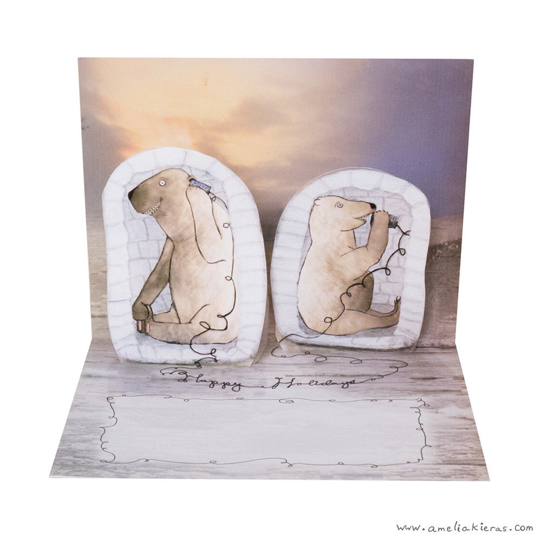 3D Pop up Card - Polar Bear Holiday - Etsy