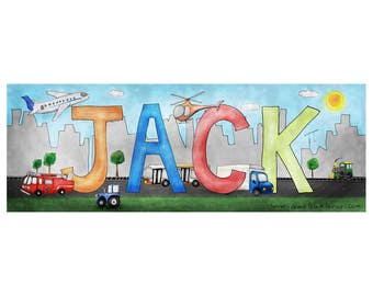 Personalized Child Name Sign - Vehicle Theme