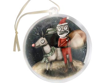 Plastic Ball Cut Paper Scene Christmas Ornament - Robot Santa