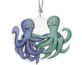 Acrylic Christmas Ornament - Octopus Friends   Illustration