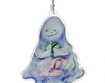 Acrylic Christmas Ornament - Blob Holding Presents   Illustration