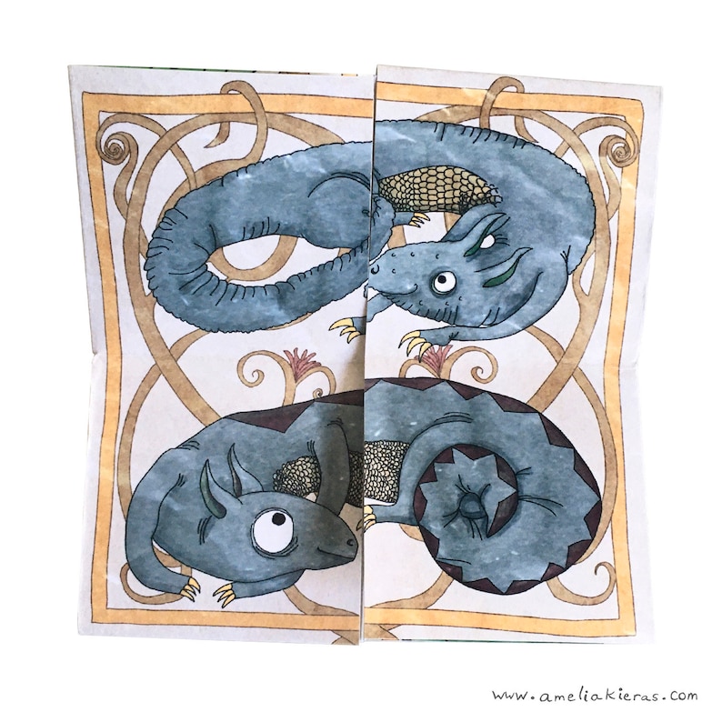 Illustrated Monster Flexagon: Folding Paper Toy with Six Hidden Pictures image 6