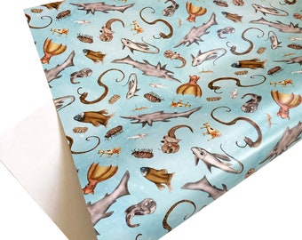 Weird Sea Creatures Wrapping Paper Sheet- set of three sheets