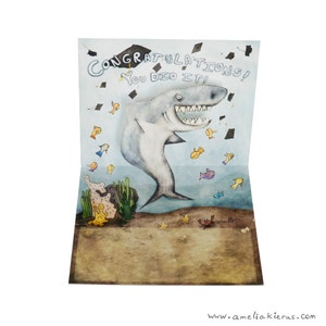3D Pop Up Card - Graduation Shark Congratulations