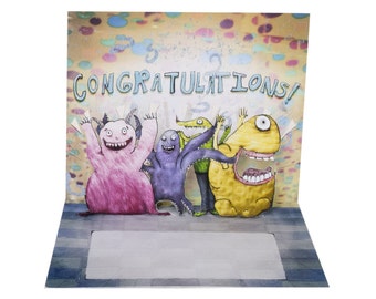 3D Pop Up Card - Congratulations Monsters