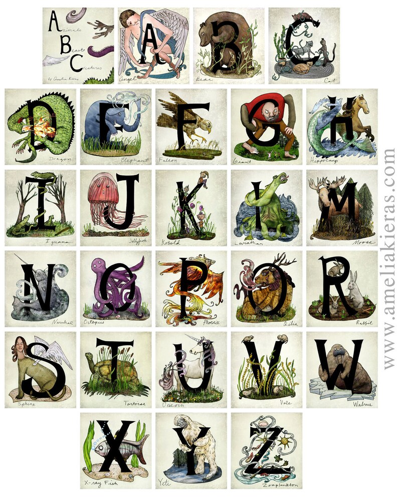 Children's ABC Board Book Animals, Beasts, and Creatures image 5