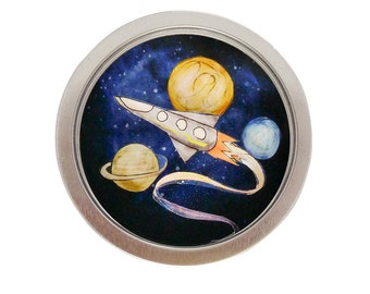 Outerspace Adventure 3D Paper Art Mini Shadow Box Magnet