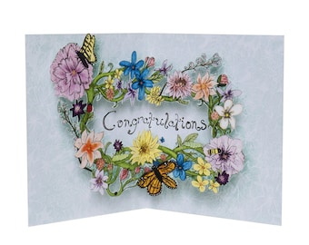 3D Pop Up Card - Flowery Congratulations