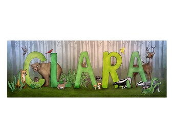 Personalized Child Name Sign - Woodland Animal Theme