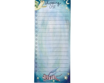 Flying Cat Shopping List Notepad, Lined, 4"x 9.25"