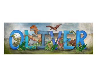 Personalized Child Name Sign - Dinosaur Theme