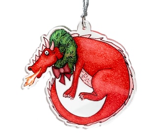 Acrylic Christmas Ornament - Christmas Dragon   Illustration