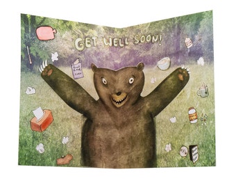 3D Pop Up Card - Get Well Soon Bear Hug