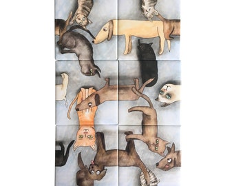 Puzzle Magnet Mixup Tiles - Cats and Dogs