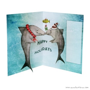 3D Pop Up Card - Sharks under the Mistletoe