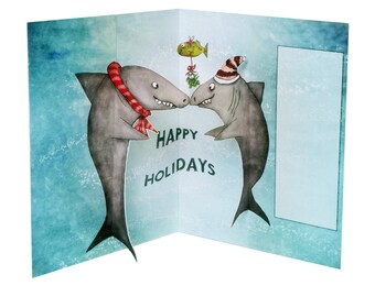 3D Pop Up Card - Sharks under the Mistletoe
